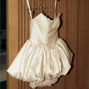 Aston Bridal Maddy V mini dress - bridal mini satin white reception dress